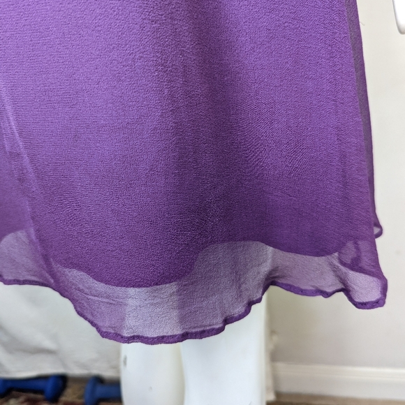 Romantic Purple Silk Dress Ruffles Couture Miss Me Romance - Picture 10 of 12